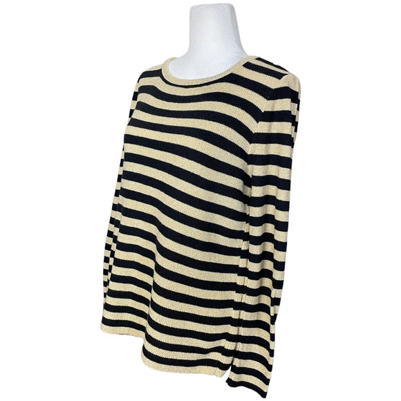 Pierre Cardin Vintage Black‎ and Metallic Gold Scoop Neck Sweater Women's Medium - Picture 5 of 8